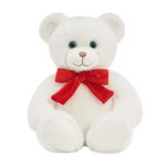 White teddy bear with a red bow