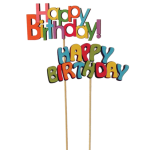Colorful Happy Birthday cake topper on sticks