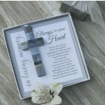 Memorial keepsake box with a cross and white flower