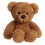 Brown teddy bear plush toy sitting on a white background