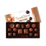 Box of assorted chocolates with a decorative lid