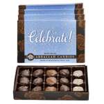 Box of assorted chocolates with a "Celebrate!" lid