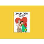 Illustrated card with two people in front of a red heart