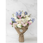 Blush and Blue Wrapped Bouquet