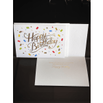 Birthday greeting cards with confetti and gold lettering