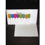 Birthday greeting card with colorful balloon graphics