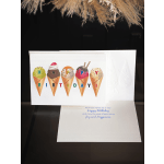 Birthday card with ice cream cones spelling happy birthday
