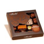 Box of assorted chocolates with a clear window