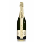 Bottle of sparkling wine with a gold foil neck