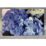 Blue hydrangea gift card with the words Gift Card