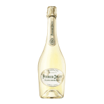 Bottle of Perrier-Jouët Blanc de Blancs champagne with pale gold liquid on a white background