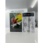 Two thank-you greeting cards in plastic sleeves, one with a butterfly and one with floral swirls.