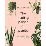 Book cover with hanging and potted houseplants on a pink background