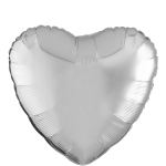 Silver heart-shaped foil balloon on a white background