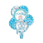Cluster of blue baby boy balloons with "It's a Boy" text