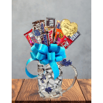 Mothers day tea glass blue candy bouquet