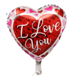 Heart-shaped balloon with "I Love You" text and pink-red hearts