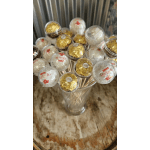 Bouquet of Ferrero Rocher and Raffaello chocolates in a clear vase