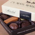 Box of assorted chocolates in a branded gift box