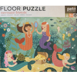 Mermaid-themed floor puzzle box with colorful cartoon mermaids