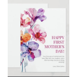 Mother's Day card with watercolor flowers and pink text