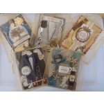 Assorted birthday greeting cards in sheer gift bags