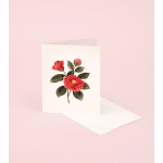 Greeting card with a red flower illustration on the front