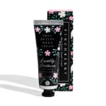 Shea butter hand cream tube with floral packaging and matching box