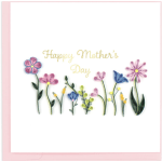 Mother's Day card with colorful paper flowers and gold lettering