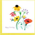 Quilled paper flowers on a birthday card