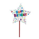 Star-shaped birthday balloon on a red stick