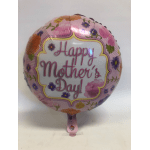 Round pink balloon with floral print and "Happy Mother's Day" text