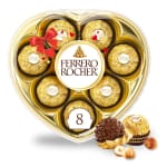 Heart-shaped box of Ferrero Rocher chocolates with a red bow