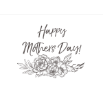 Happy Mothers Day text with a floral line drawing