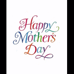 Colorful "Happy Mothers Day" text on a white background