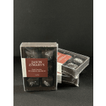 Boxes of dark chocolate sea salt caramels wrapped in plastic.