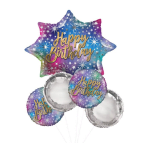 Birthday balloon bouquet with a star-shaped balloon and round balloons
