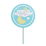 Blue welcome baby pick with moon and stars