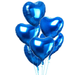 3 Blue Heart Balloons 18"