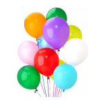 Cluster of colorful helium balloons on strings