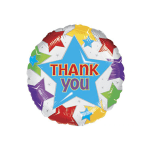 Round thank-you balloon with colorful stars