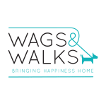 Wags & Walks logo with a dog icon and tagline