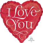 Red heart-shaped balloon with the words "I Love You"
