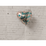 Heart-shaped Mother's Day balloon on a white stick