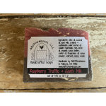 Wrapped bar of raspberry truffle and goat's milk soap