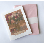 Thank you card with a floral painting and pink envelope