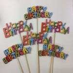 Colorful Wooden Happy Birthday Bouquet Pick