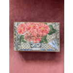 Decorative Louis Sherry tin with pink flowers on the lid