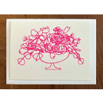 Pink floral line drawing on a folded card