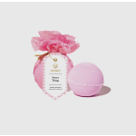 Pink bath balm with a gift tag and tissue wrap